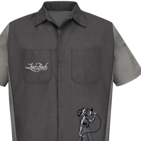 Red Kap Camaro Gasser Work Mechanic Shirt ONLY 2 smalls Left - Picture 2 of 3